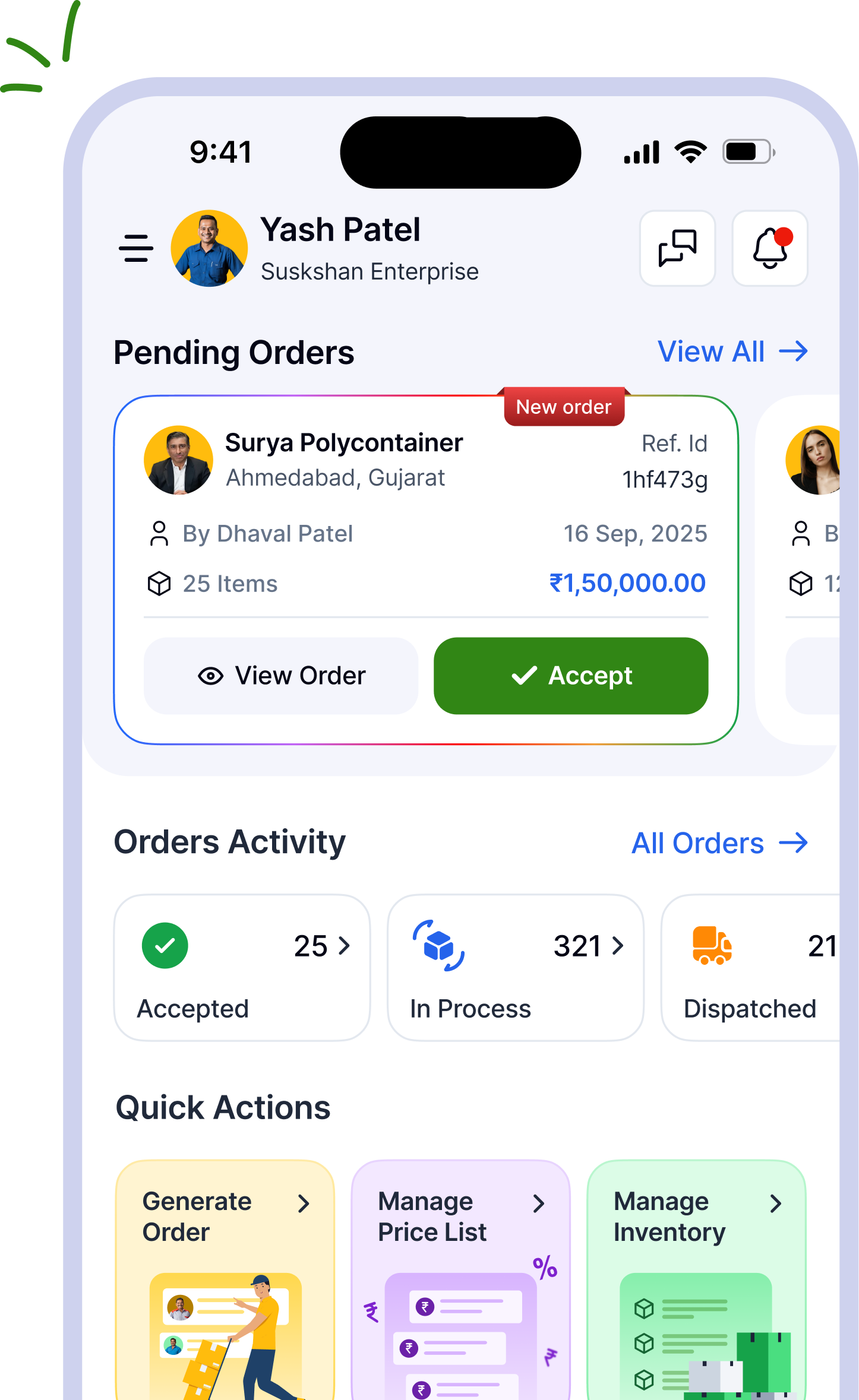 Biizline order management app